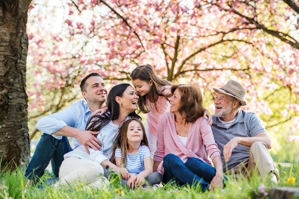 A family spending time together outdoors